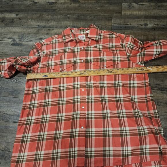 Levi’s Western Pearl Snap Flannel Shirt Women’s size Large Plaid 2194 - Picture 6 of 6